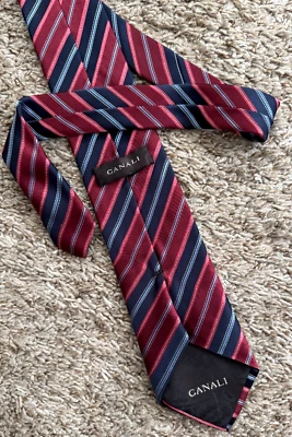 Canali Recent Neck Tie Striped 100% Silk Italian 61"L / 3.75"W Classic Euc - image 1 of 4