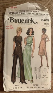Butterick 6468 A-Line Evening Gown, Dress, Tunic & Pants Sz 16 Bust 38 70’s UC - Picture 1 of 2