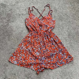 Aqua By Bloomingdale's Backless Romper Womens XS Orange Blue Floral Summer Beach - Picture 1 of 11