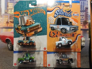 Hot Wheels Toon'd '83 Chevy Silverado LOT 4 SILVER SERIES GULF RACING 56TH ANNVE - Picture 1 of 10