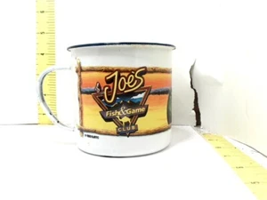 VINTAGE ENAMEL COFFEE MUG JOE’S FISH & GAME CLUB JOE CAMEL ADVERTISING COLLECTOR - Picture 1 of 8