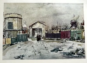Estampado de arte francés vintage de Maurice Utrillo 1953 sin enmarcar 11x14,6 paisaje - Imagen 1 de 6