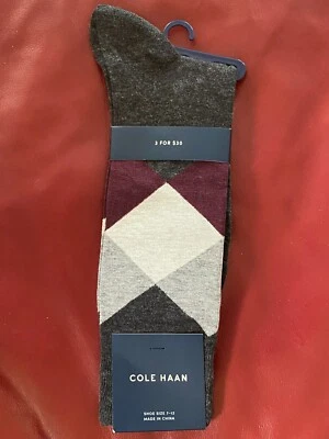 Calcetines de vestir Cole Haan Argyle $12,50 | 1 par | brezo gris | calcetín zapato 7-12 10-13 Foto 1 de 4