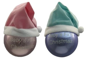 Babys first christmas Kugeln aus Glas Baumschmuck Christbaumschmuck rot und blau - Bild 1 von 3