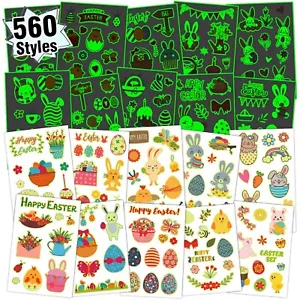 56 Sheets (560 Styles) Luminous Easter Kids Tattoos for Party Supplies, Glow Eas - Picture 1 of 7