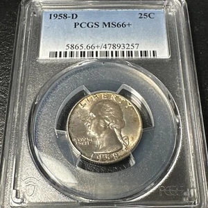 1958-D MS66+ WASHINGTON QUARTER 25c PCGS TONING - Picture 1 of 3