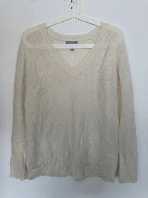 Pure Collection Cream V Neck Cashmere Jumper Size 12 - Image 1 of 4
