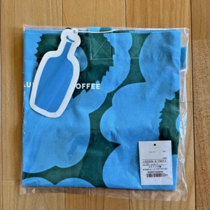 Marimekko × Blue Bottle Coffee Unikko Tote Bag  Cotton Blue Green 2025 New - Picture 1 of 7