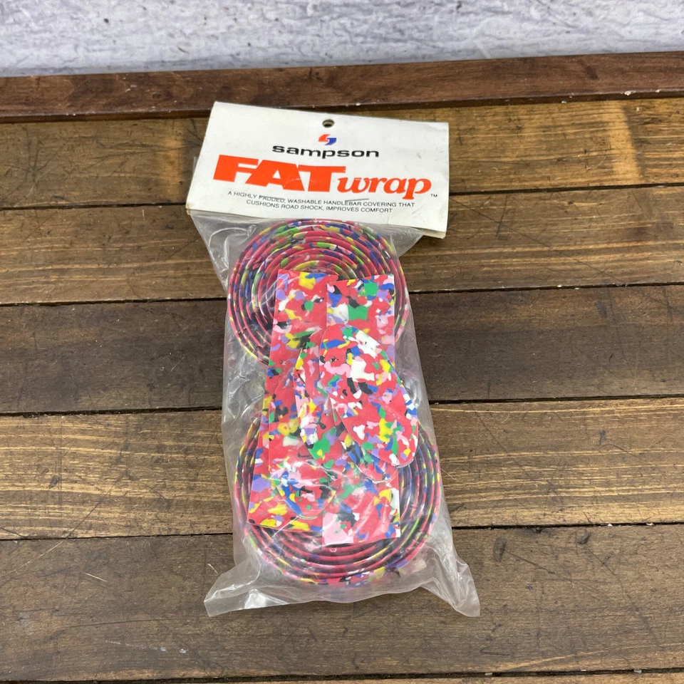 Vintage Sampson Fat Wrap Bar Tape Handlebar Grip Crazy Color Splatter 80s 90s - Image 1 of 4