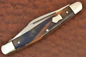 BULLDOG BRAND SOLINGEN GERMANY ORANGE SWIRL CELLULOID STOCKMAN KNIFE 2004 (16987 - Picture 1 of 4