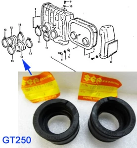 Suzuki GT250 Air Joint x2 1992 1999 NOS GT250 INTAKE RUBBER PIPE 13111-11300 - Picture 1 of 6