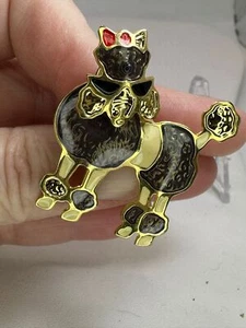 Spilla spilla oro vintage smaltata barboncino cane EDGAR BEREBI M-4784* - Foto 1 di 5