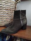 MICHAEL MICHAEL KORS Suede Leather Khaki Olive Green Ankle Boots Zipper Entry...
