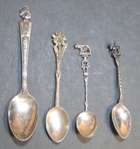 4 cucharas de coleccionista: 1 Sterling, Charlie McCarthey, Wolf, Anchorage Alaska - Imagen 1 de 4