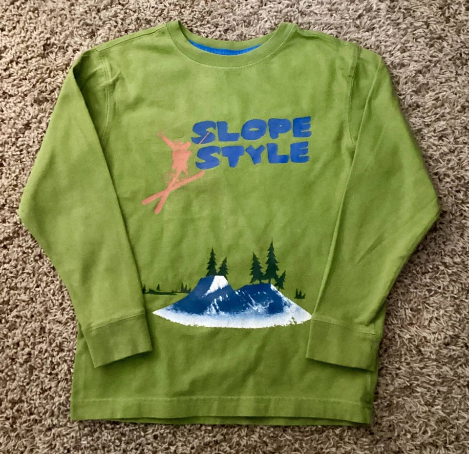 Lands End Boys Long Sleeve T-Shirt ‘Slope Style’ - Green - Size Small (8) - Image 1 of 1