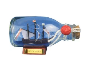 Modelo de barco Santa María en botella de vidrio 5" - Imagen 1 de 1