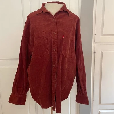 Levi's Corduroy Button Down Shirt Rust Red Long Sleeve Oversized Medium - Image 1 of 4