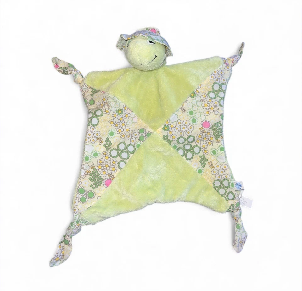 Raro Pottery Barn Niños Tortuga Verde Floral Sombrero Lovey/Manta de Seguridad Anudada Foto 1 de 4
