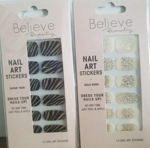 Believe Beauty Nail Art Stickers 2 Packs - Brand new sealed. - Picture 1 of 4