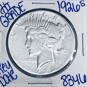 1926 S SILVER PEACE DOLLAR AUTHENTIC HI GRADE U.S. MINT COIN RARE KEY DATE 8346 - Picture 1 of 3