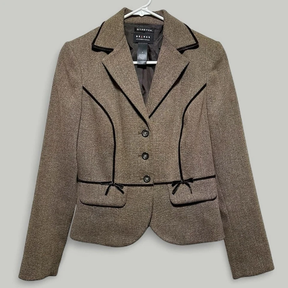 Blazer Axcess Liz Claiborne Marrón Acentos Terciopelo Talla 4 Foto 1 de 4