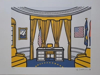 Roy Lichtenstein Signed - Oval Office in White House - Certificate - Image 1 of 4
