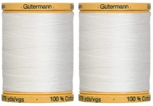 2-Pack - Gutermann Natural Cotton Thread Solids 876 Yards Each - White (800C ... - Picture 1 of 1