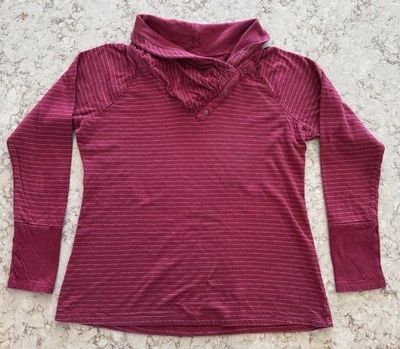 Columbia Algodón Capucha Cuello Rojo Rayas Pullover Manga Larga Camisa Mujer Grande Foto 1 de 4