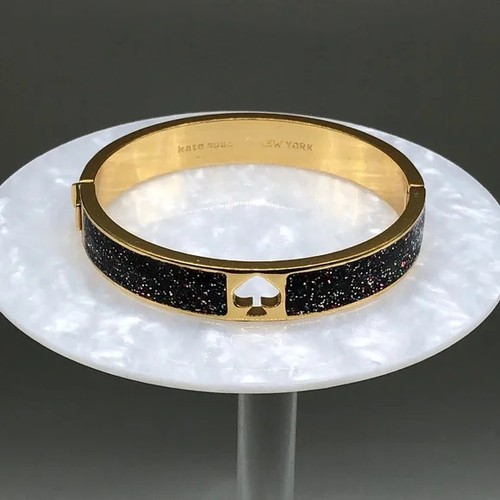 Bracciale Kate Spade Everyday Vanga Glitter Cerniera Oro Nero Scintillante.