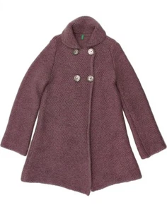 BENETTON Cappotto in maglia bambina 11-12 anni 2XL viola acrilico QX06 - Foto 1 di 4