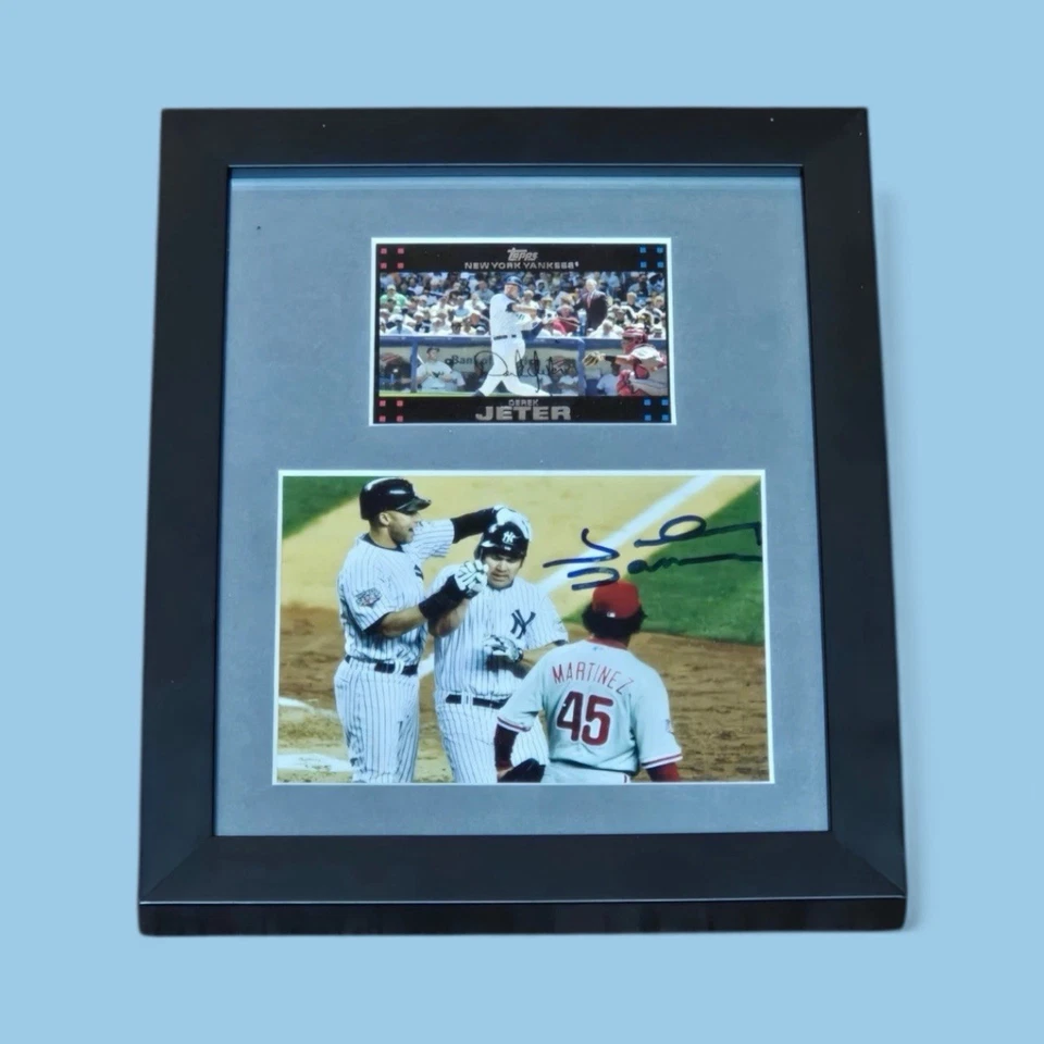 Johnny Damon JSA Certed Autographed & Framed Picture 8.5 x10 + Jeter Replica - Image 1 of 4