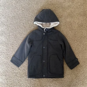London Fog Boys Dark Grey Winter Hooded Zip Up Snap Button Jacket Size 7 - Picture 1 of 9
