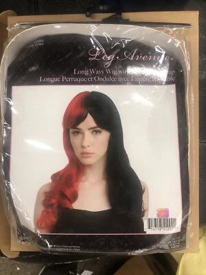Leg Avenue Long Red & Black Wavy Wig Costume - Image 1 of 2