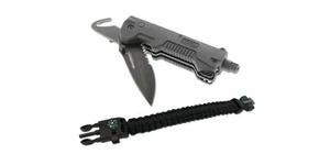 T3 Taktisches Auto-Rettungswerkzeug Klappmesser & Feuerstarter Paracord Armband - Bild 1 von 8