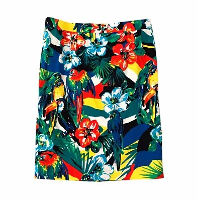 De Colección Escada Margaretha Ley Estampado de Loro Falda Lápiz Tucán Amazonas Talla 44 EE. UU. 14 Foto 1 de 4