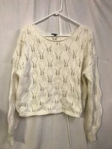 Wild Fable Women’s Boat Neck Pointelle Knit Pullover Sweater Ivory Size Large - Picture 1 of 3