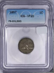 1857 Flying Eagle Cent 1c ICG VF20 FS-101 DDO Doubled Die Obverse - Picture 1 of 2