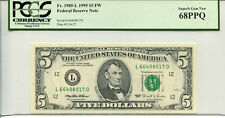 Fr 1985-L 1995 $5 Federal Reserve 68 PPQ SUPERB GEM NEW