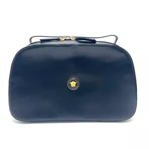 VERSACE Medusa Vanity type Hand Bag Leather Black x GoldHardware - Picture 1 of 8