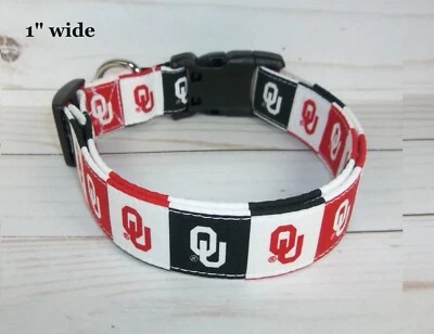 Oklahoma Sooners OU Terri's Collar para Perro Hecho a Mano Tela Ajustable Universidad de Foto 1 de 4