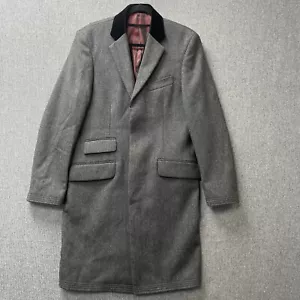 Hawes & Curtis man's Covert coat size 38 grey 100% wool velvet collar over coat - Picture 1 of 21