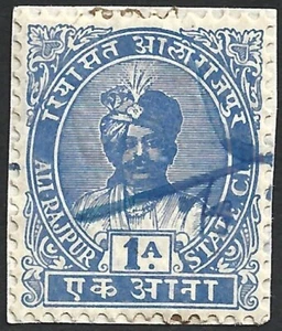 (BL) Indien Ali Rajpur State 1 Anna Revenue Stamp - Bild 1 von 1
