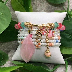 9 PC Handmade Bohemian Beaded Stackable Stretch Bracelet Set New Free Ship 5807 - Picture 1 of 2