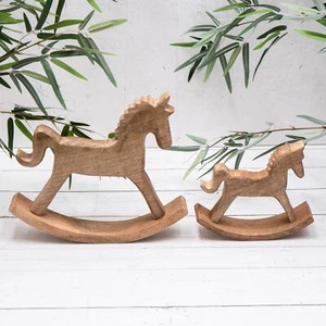 Vintage Wooden Small Rocking Horse Childrens Traditional Baby Nursery Decor Gift - Picture 1 of 11