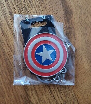 New Captain America Shield Keychain Ring Marvel Enamel Sealed BioWorld LootCrate • 14.37$