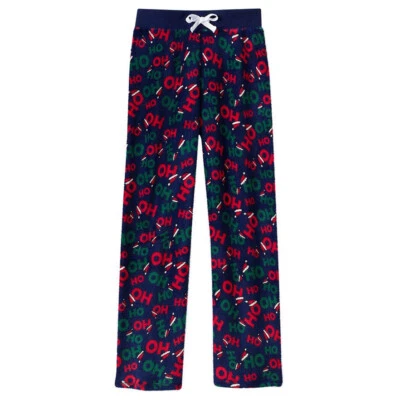 Pantalones de vellón Derek Heart Navidad niñas talla pequeña 7-8 azul HO HO HO vacaciones Foto 1 de 3