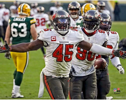 Devin White Buccaneers Unsigned 2021 NFC Championship Action Photograph Cover