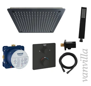 vanvilla Duschset Regendusche mit Duscharmatur Grohe Unterputz GS08 schwarz matt - Bild 1 von 6