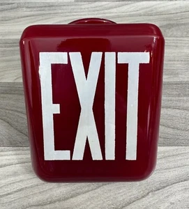 ANTIQUE 1920s/30s RUBY RED GLASS EXIT SIGN TRIANGULAR GLOBE VINTAGE RETRO - Picture 1 of 8