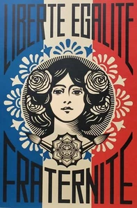 Shepard Fairey "LIBERTÉ EGALITÉ FRATERNITÉ" HANDSIGNIERT Obey Giant France Druck - Bild 1 von 9